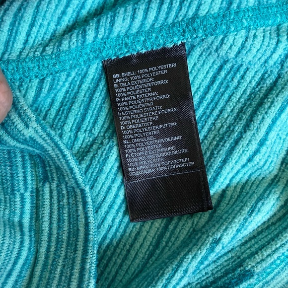 North Face Turquoise Fleece Full Zip Hooded Jacket - Picture 3 of 4
